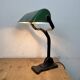 Vintage Green Enamel Bank Lamp, 1930s