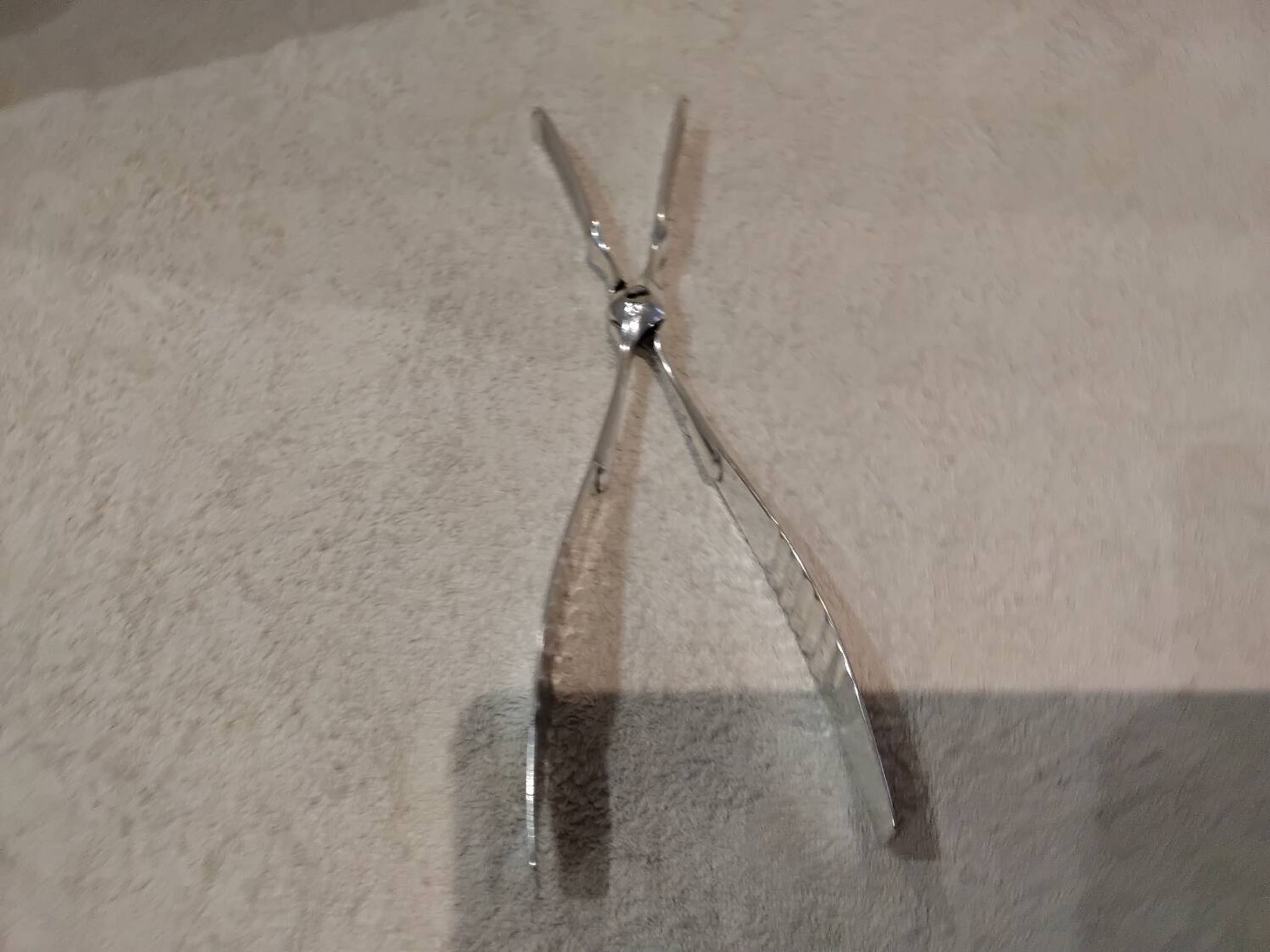 Silver-plated asparagus tongs with guilloche decoration and goldsmith Christofle
