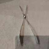 Silver-plated asparagus tongs with guilloche decoration and goldsmith Christofle