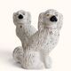 Pair of King Charles Spaniel dogs in Staffordshire majolica style.
