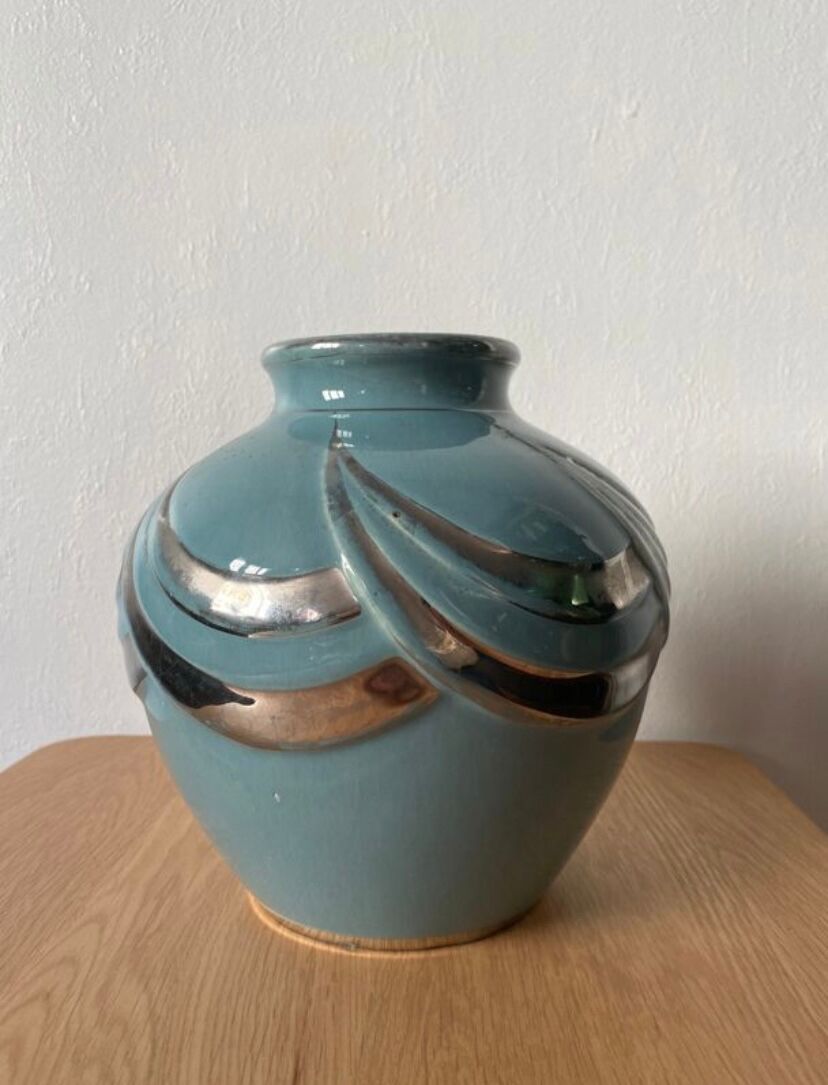 Blue Art deco vase
