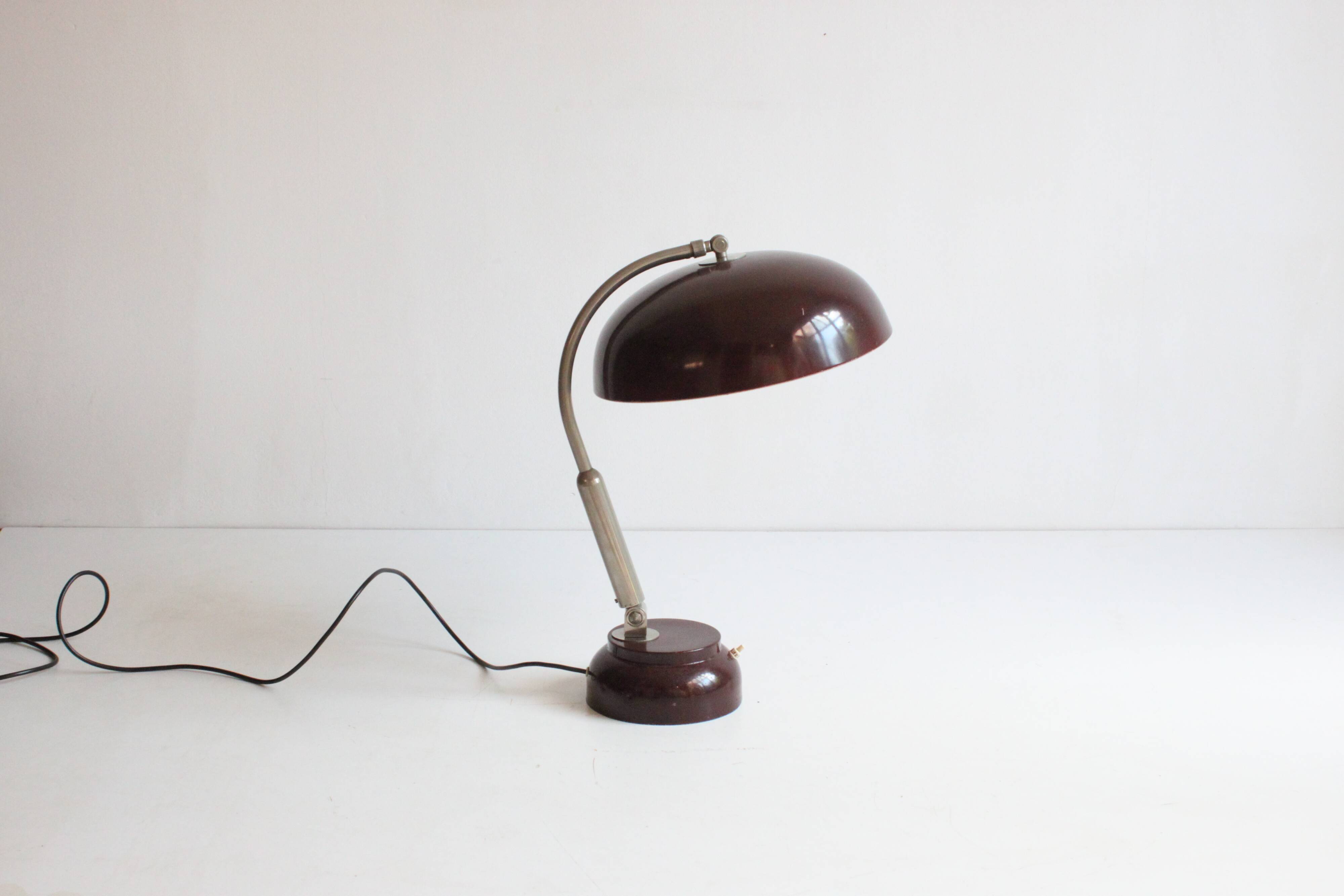 Lampe de bureau en métal avec anneau lumineux par Hala, Pays-Bas, années 1950