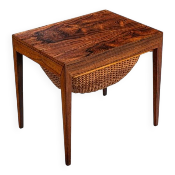 Table d'appoint, de couture en palissandre par Severin Hansen pour Haslev, Danemark 1960