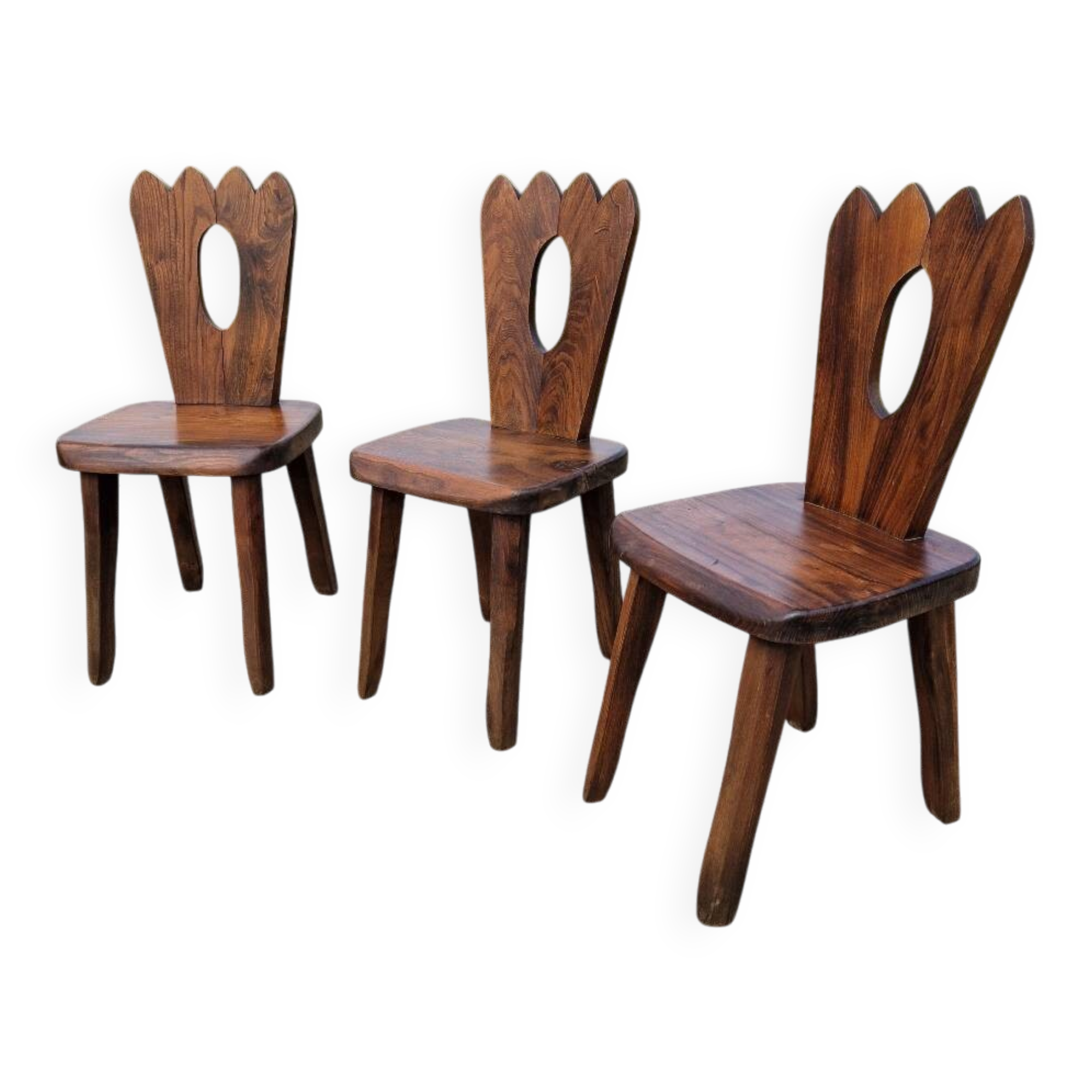 Lot de 3 chaises brutaliste Aranjou style olavi Hanninen