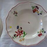 4 plates sarreguemines, hollow faience flowers strasbourg