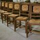 Set of 6 rustic oak chairs from the 1960s.