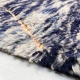 Moroccan Berber carpet Beni Ouarain chiné blue with engraved patterns 307x202cm