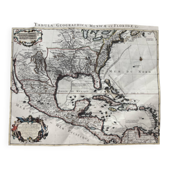 Old map of Mexico and Florida signed Guillaume de l'Isle and dated 1722
