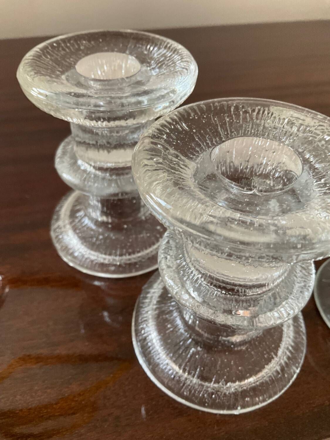 Series 6 vintage candlesticks pressed molded glass paste