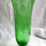 Apple green bubble glass vase signed biot