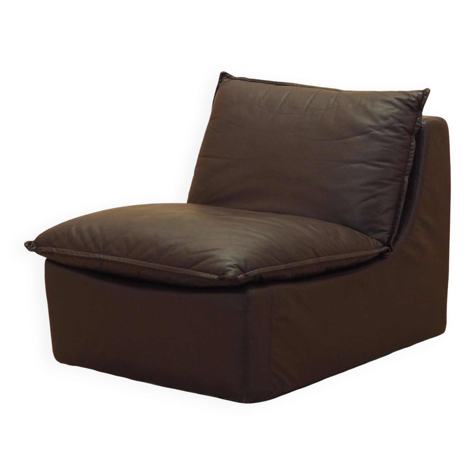 Brown leather armchair, Italian design, 1960s, production: Italy