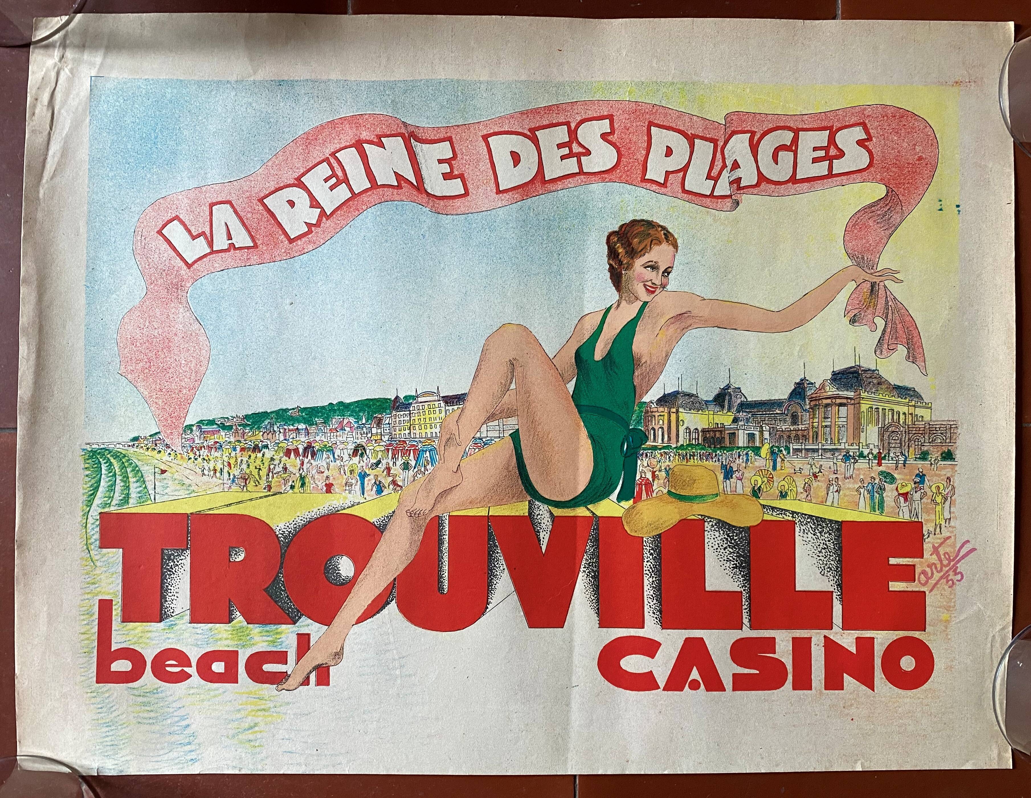 Poster Trouville the queen of beaches beach casino 1933