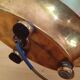 bronze and brass 2-bulb bouillotte lamp, red desk lamp