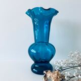 Old blue duck vase with collar