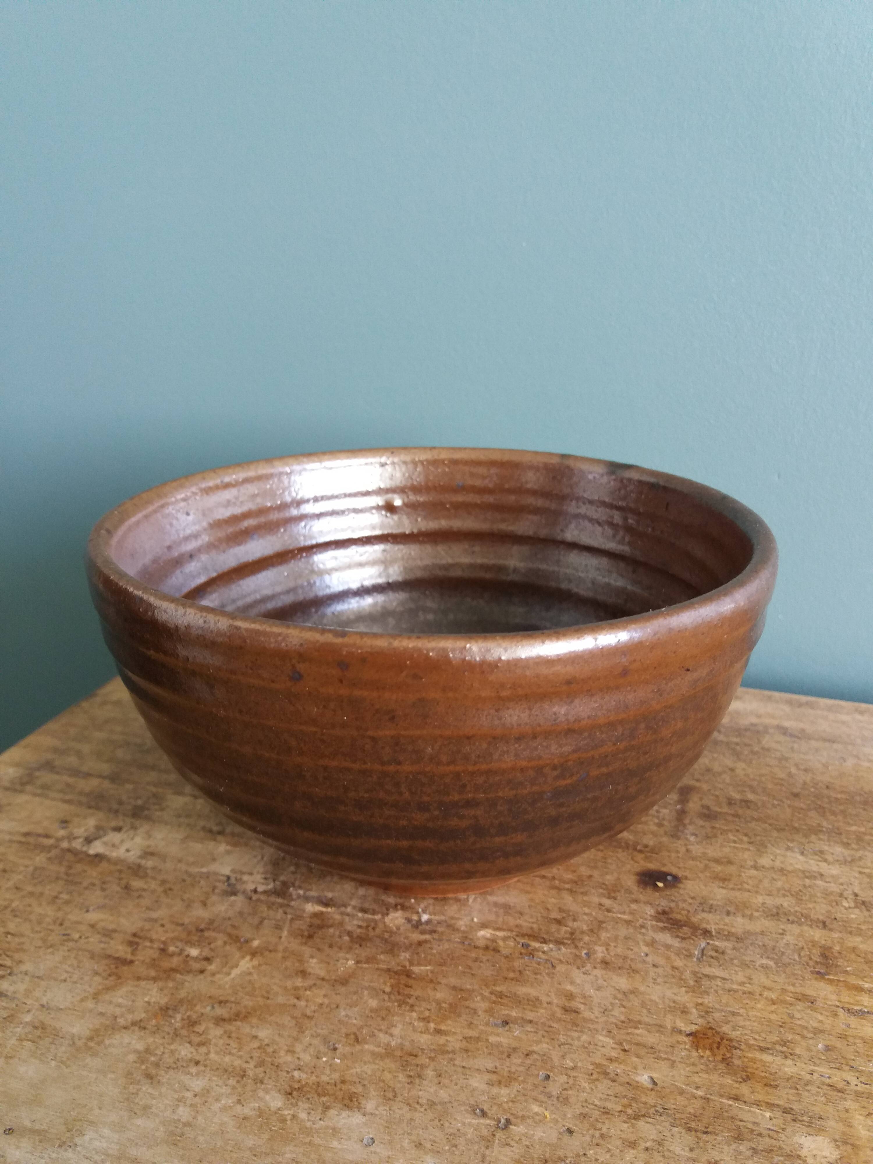 Bol coupelle en grès émaillé signé Fontgombault