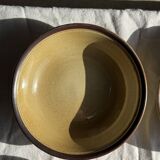 Set of 8 brown-rimmed stoneware deep plates Atelier Saint Simon D19.5