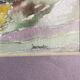 Aquarelle Sur Papier JEAN MOREL Vue Bord De Mer + Cadre Bois Blanc Vintage