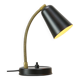 Mid-Century Italian Mini Gooseneck Table Lamp in Black and Brass