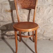 Chaise bistrot en bois courbé dossier avec décor