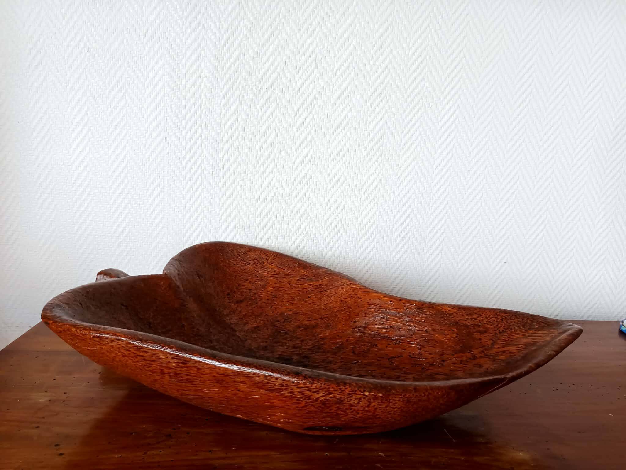 Large brutalist wooden bowl, 65 cm