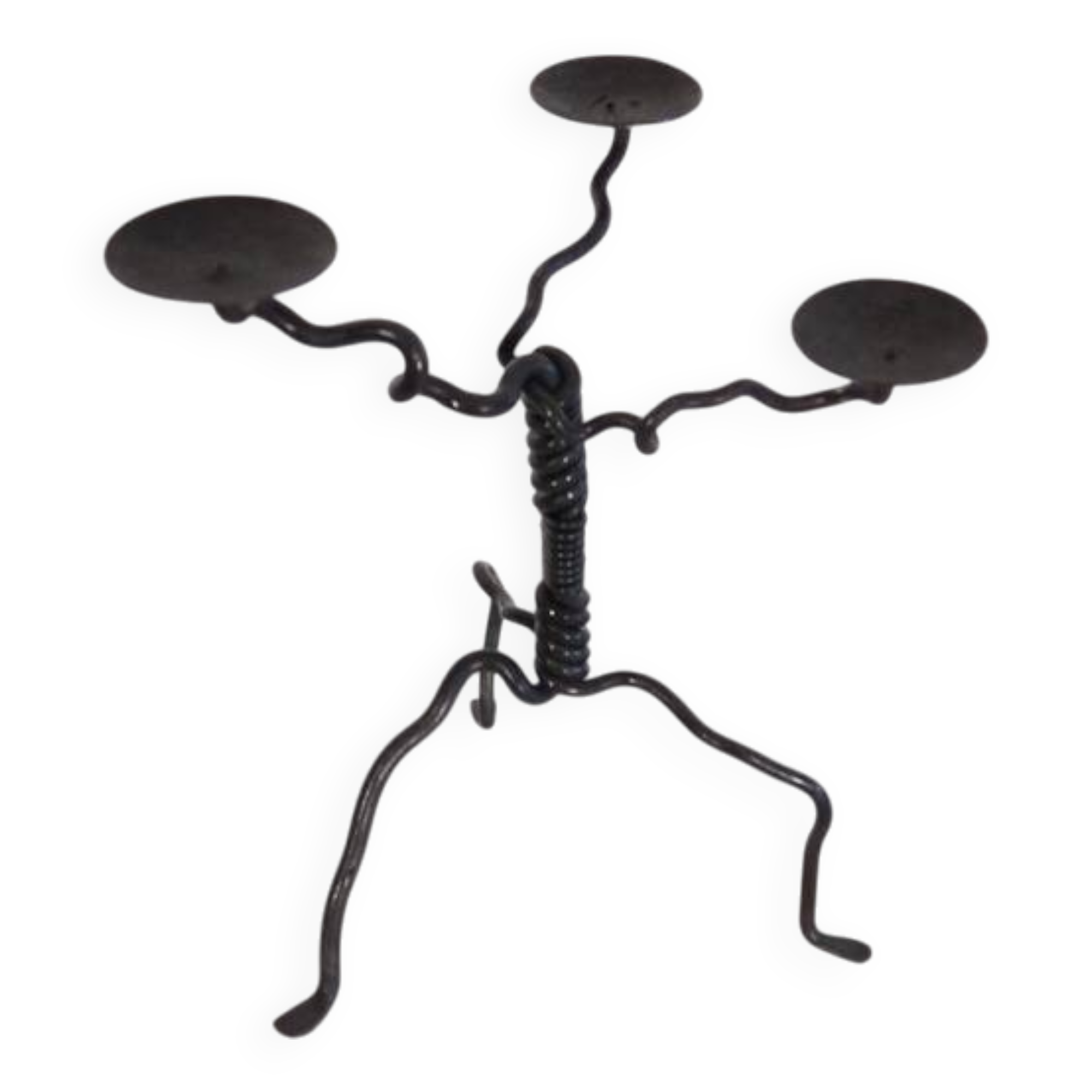 Vintage hammered iron candlestick 1970