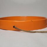 Vintage round mirror 70s / orange plastic