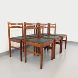 Suite of 6 vintage Scandinavian teak and skai chairs from the 60s