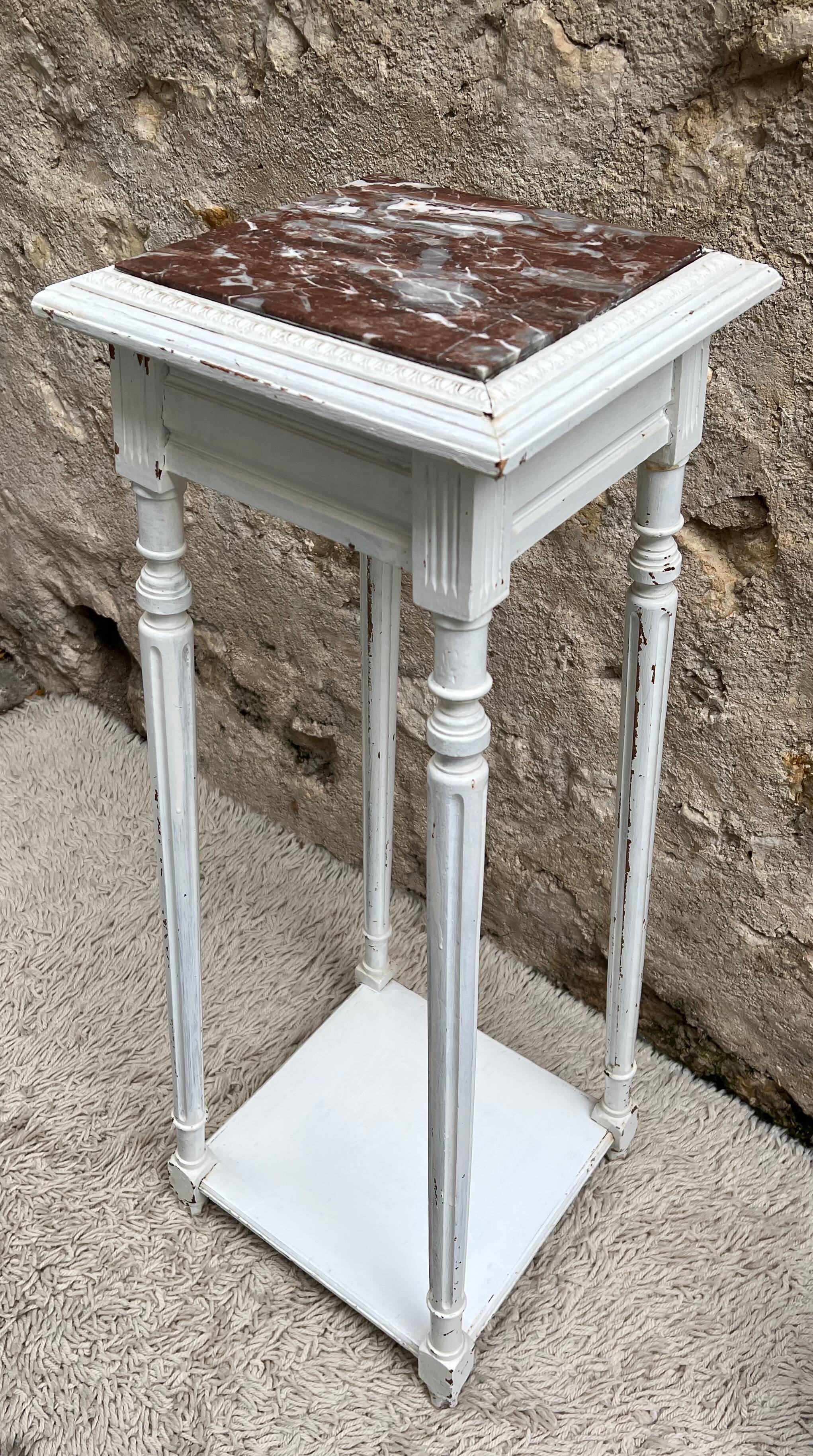 Art Deco wood and marble side table