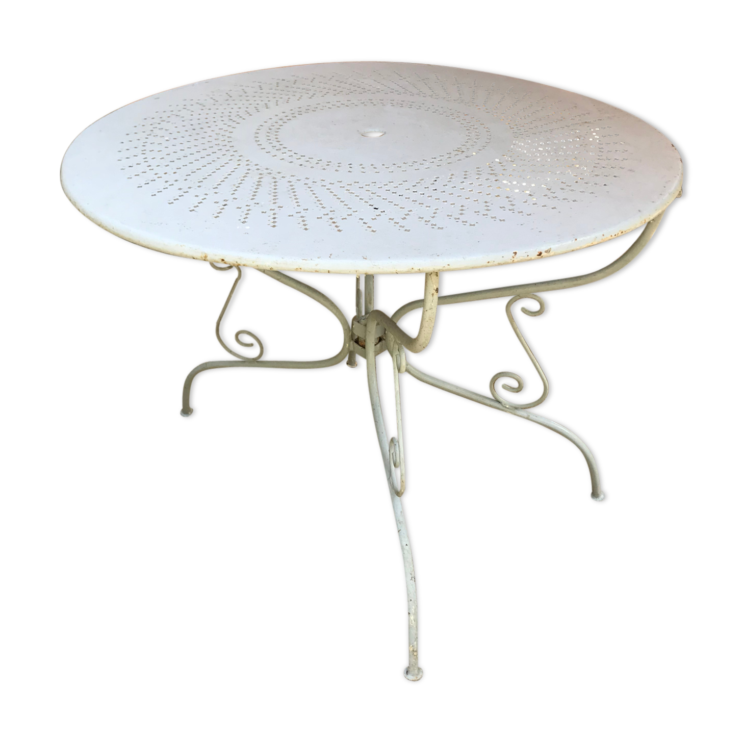 Old wrought iron garden table