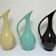 Three ceramic enamels design 60s soliflores black yellow green