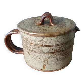 Puisaye stoneware teapot kettle pitcher signed Jean-Pierre Prud'homme