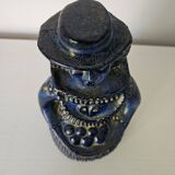 Vintage bay keramik, blue woman with fruit basket, germany, 1960s/1970s.