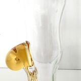 Pair of Postmodern Transparent Wine Glasses with Colored Details, Italy 1980s