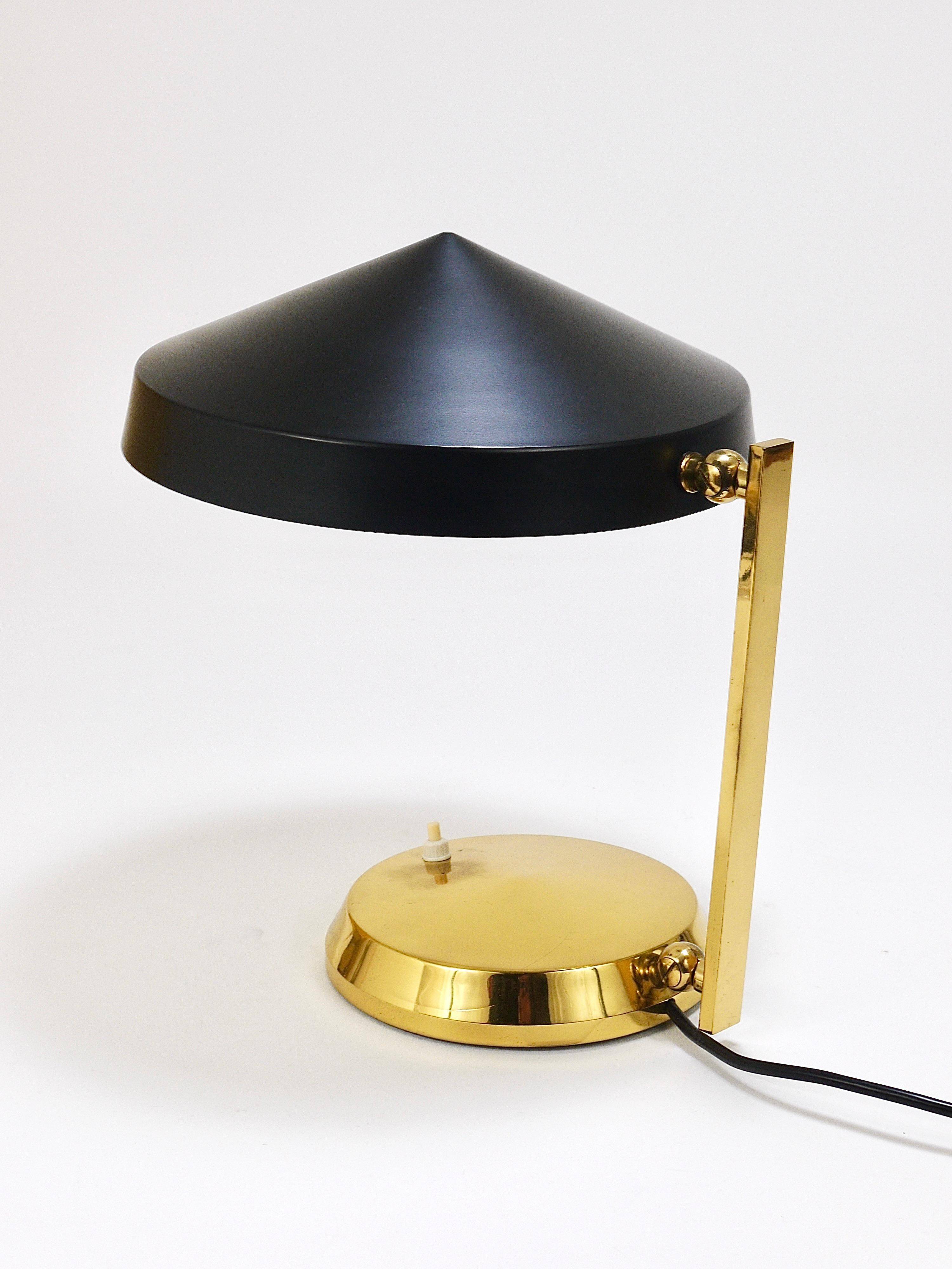 Mid-century table or desk lamp in black brass, Austria, 1960s.