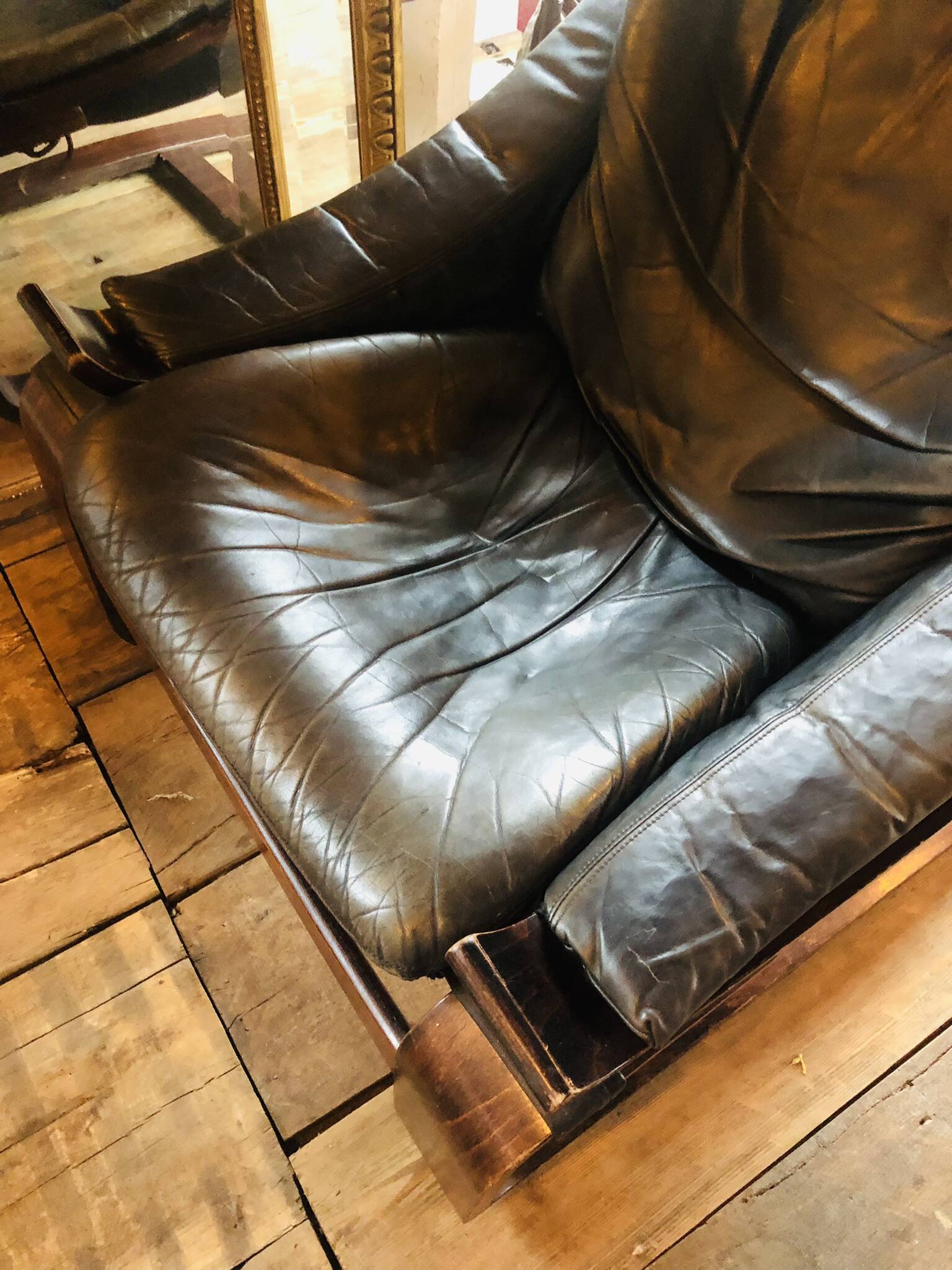 "Kroken" armchair in leather by Ake Fribytter for Nelo Möbel Sweden 1970