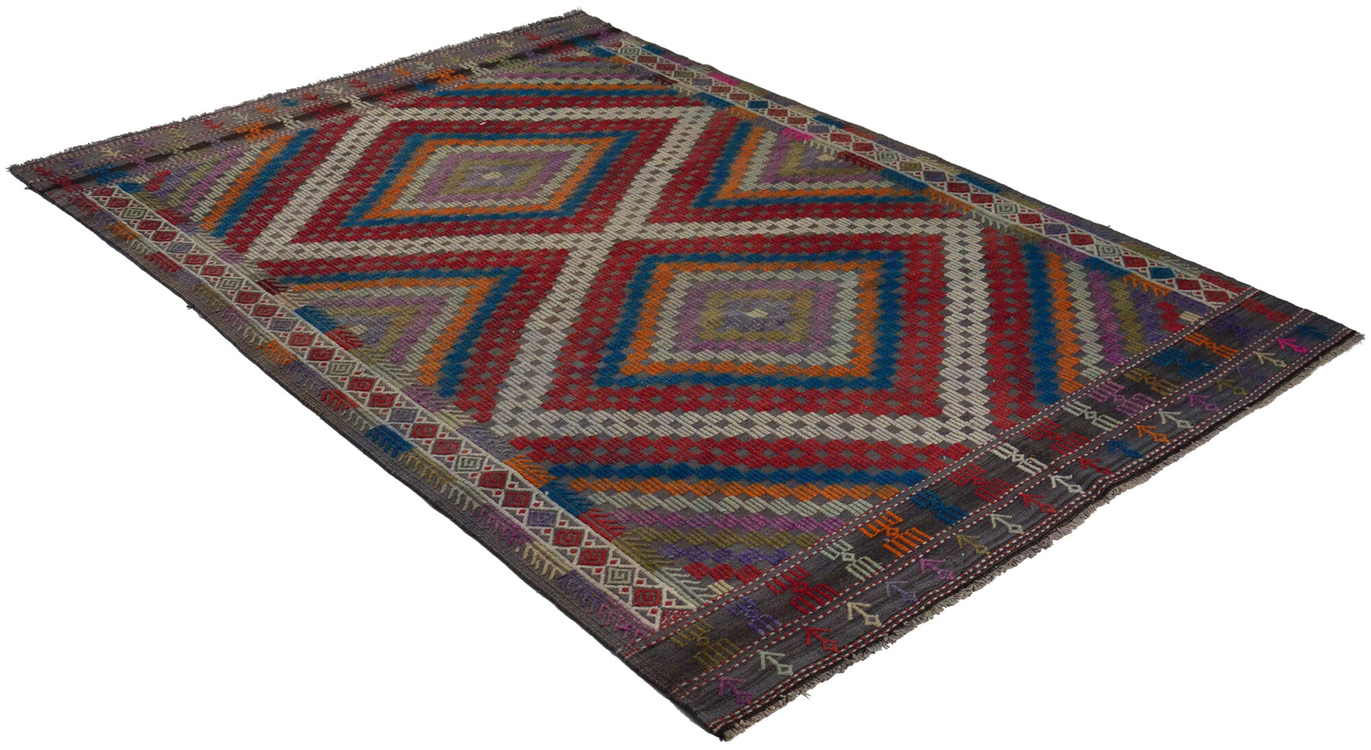 Anatolian handmade kilim rug 260 cm x 183 cm