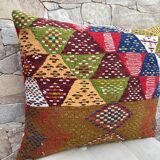 Housse de coussin kilim berbère vintage, coussin en laine marocaine