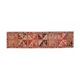 1970s Vintage Turkish Handmade Wool & Cotton Orange Runner Rug 82x340