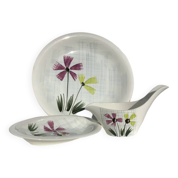 Plats et saucière Digoin modèle Floréal 60’s
