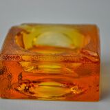 Orange ice cube ashtray by Antonio Imperatore, Murano glass, Italy, 1970