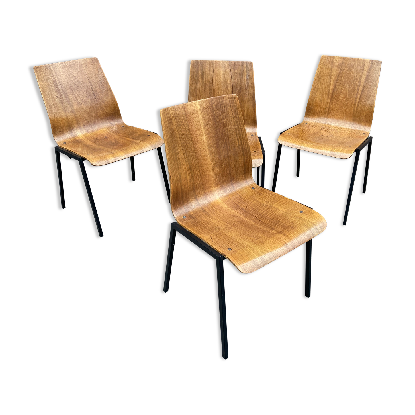 Suite of 4 chairs design Drabert Germany 1970 Scandinavian vintage