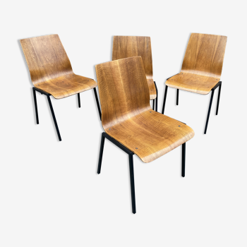 Suite de 4 chaises design Drabert Allemagne 1970 vintage scandinaves