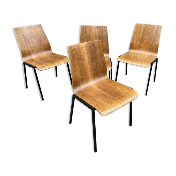 Suite de 4 chaises design Drabert Allemagne 1970 vintage scandinaves