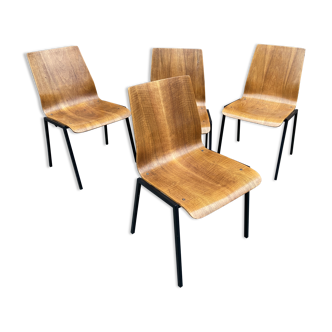 Suite of 4 chairs design Drabert Germany 1970 Scandinavian vintage