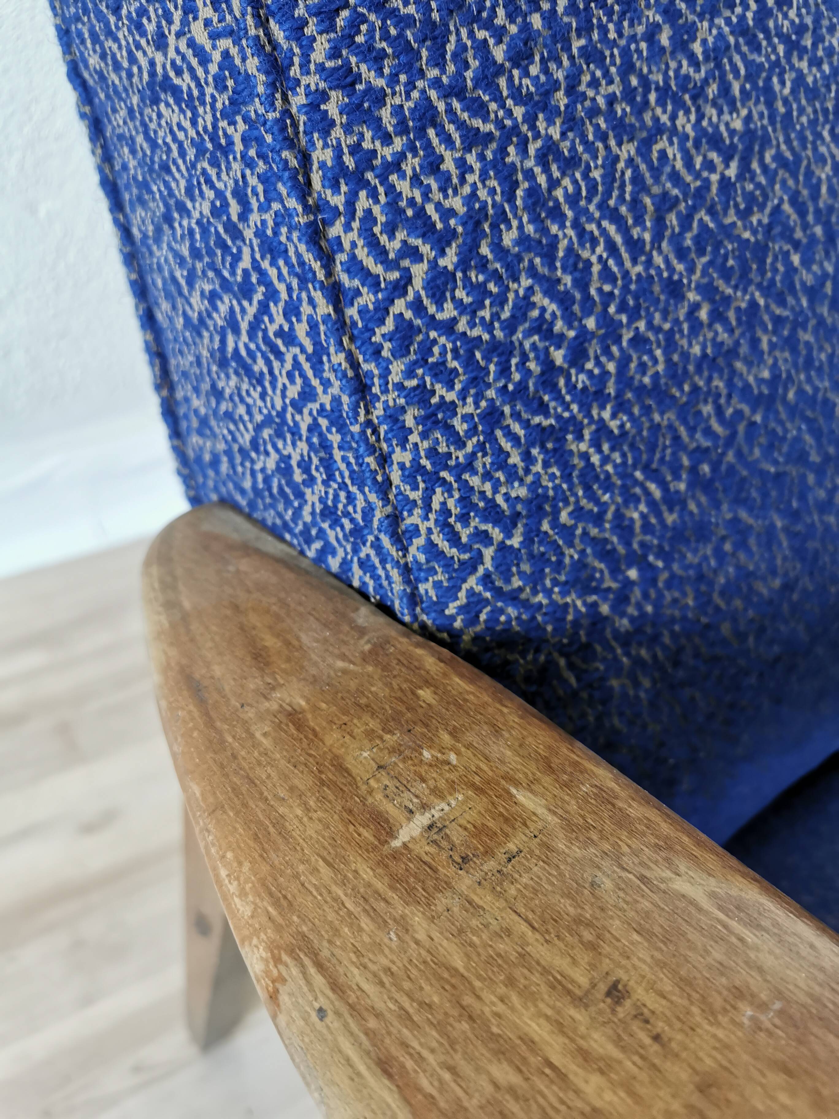 Vintage Royal Blue Armchair: Mid-Century Modern Lounge Chair