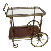 Bar drinks trolley in brass and wood by Maison Jansen