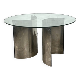 Dining table with glass top and steel legs Gallotti & Radice