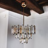 Venini two-tone chandelier, 3 levels, murano glass, Italy, 1970