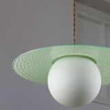 Mid-Century Italian Brass and Opaline Angel Pendant Lamp