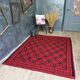 Romanian wool handwoven rug in red and black 210x163cm